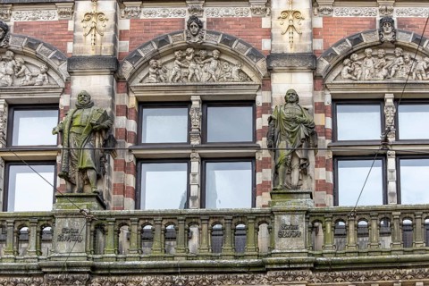 Bremen District Court building in historicist style with decorative ornamentation and allegories