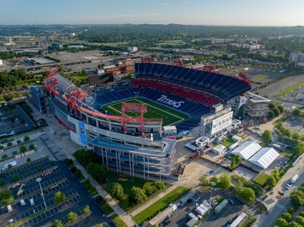 Aerial view of Nissan Stadium, home of the NFLs Tennessee Titans