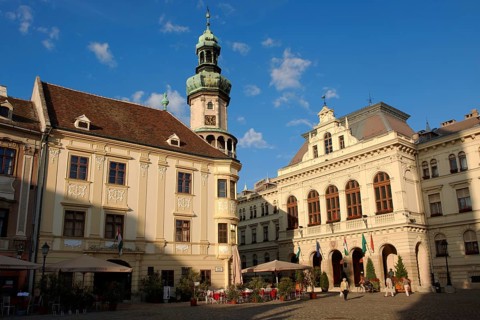 The Fire Tower (T?ztorony) with the Town Hall - Sopron, Hungary, Europe
