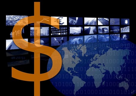 Dollar Business corporate image, multiple screen. American currency metaphor