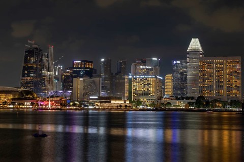 City centre skyline, Marina Bay waterfront, Singapore, Singapore, Asia