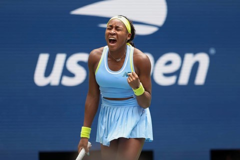 Tennis player Coco Gauff celebrates at the US Open 2024 Championships, Billie Jean King Tennis