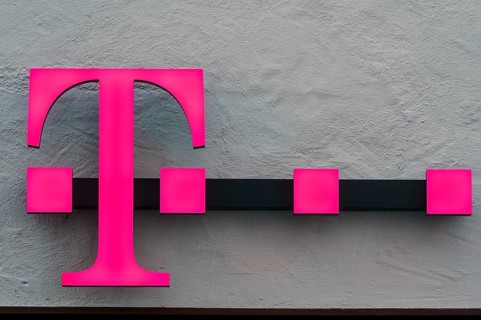 Grey façade with Telekom logo, Allgäu, Bavaria, Germany, Europe