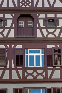 Facade, half-timbered house, historic old town, Bad forest lake, Upper Swabia, Baden-Württemberg,