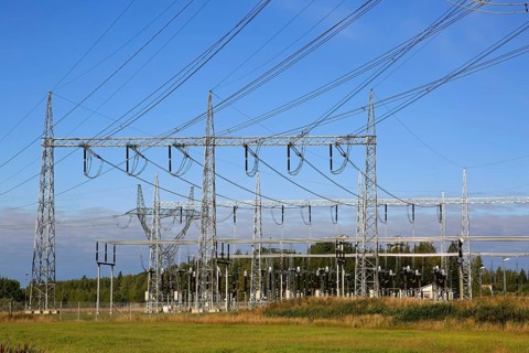 Electricity transmission substation by Fingrid Oyj Forssa Reserve Power Plant. Forssa, Finland.
