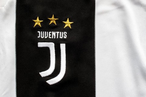 Calgary, Alberta, Canada. July 10, 2020. Juventus F.C. close up to their jersey logo