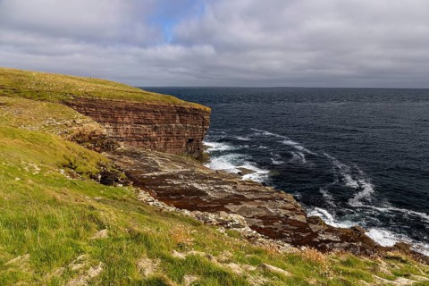 Devonian red sandstone coastline, Mull Head Local Nature Reserve, seashore nature reserve, Skaill,