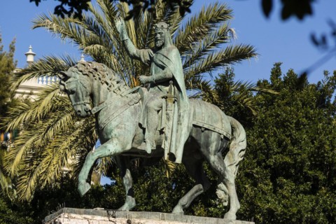 Equestrian statue of Jaime I, Enric Clarasó, 1927, Bronze, Plaza de España. Palma, Mallorca,