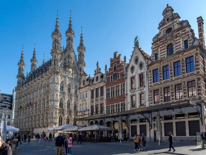Artistic building Leuven City Hall (Historisch Stadhuis van Leuven) from 1469 in late Gothic style