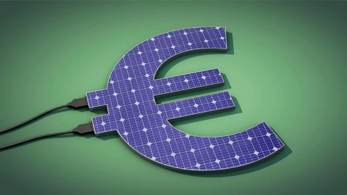 Symbolic image on the topic of profit, costs, etc. with solar energy