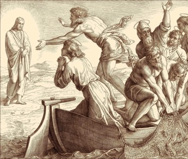The Miraculous catch of fish, New Testament, by Julius Schnorr von Carolsfeld, 1860