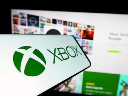 Stuttgart, Germany, 02-14-2024: Mobile phone with logo of video game console Xbox (Microsoft) in