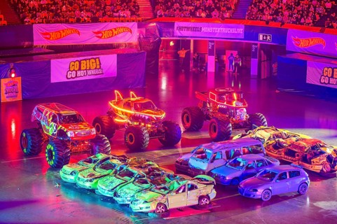 Lisbon, Portugal - March 2, 2024: HOT WHEELS MONSTER TRUCKS LIVE GLOW PARTY in Arena