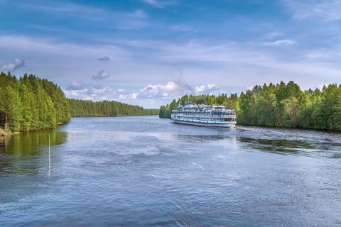 White Sea-Baltic Canal with Cruise ship, Russia, Europe