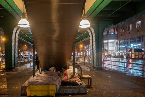 Germany, Berlin, 19.11.2024, homeless camp under the underground viaduct (Magistratsschirm), under