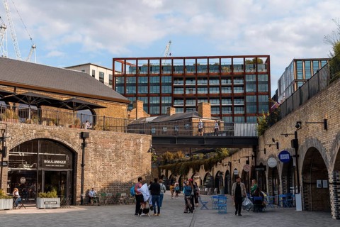 London, UK, August 25, 2023: Coal Drops Yard area in Kings Cross besides Regents Canal