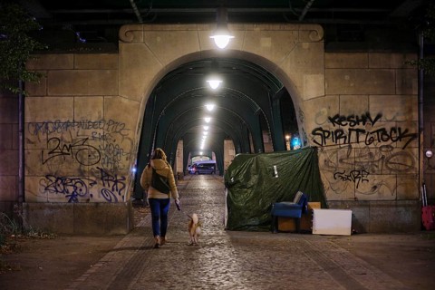 Germany, Berlin, 24.10.2024, homeless camp under the underground viaduct (Magistratsschirm),