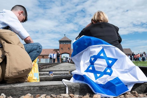 OSWIECIM, POLAND - MAY 6, 2024: March of the Living on the site of the former Auschwitz Birkenau