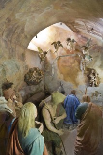 Adoration of the Shepherds. Depicted in figures in terracotta with real hair and frescoes by the