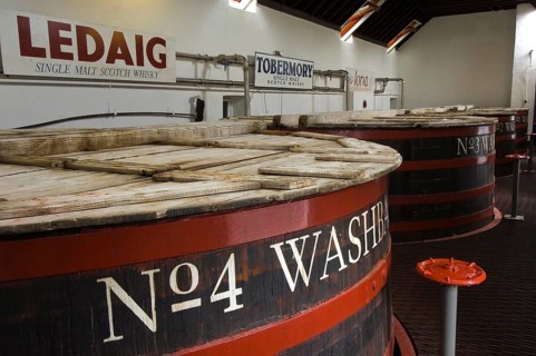 Barrels, whisky distillery, founded 1798, Tobermory, Isle of Mull, Scotland, United Kingdom, Europe