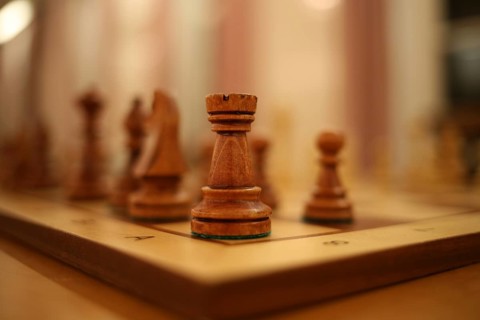Chess pieces on a chessboard, Leoben, Styria, Austria, Europe