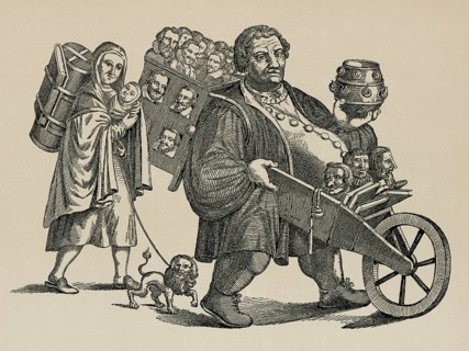 Reformation period, Catholic caricature against Martin Luther and his wife Katharina von Bora