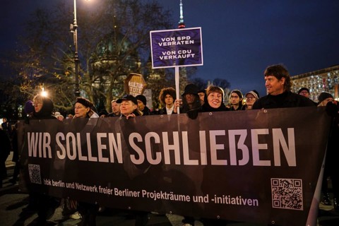 Germany, Berlin, 29 November 2024, funeral march of the cultural scene, demonstration against