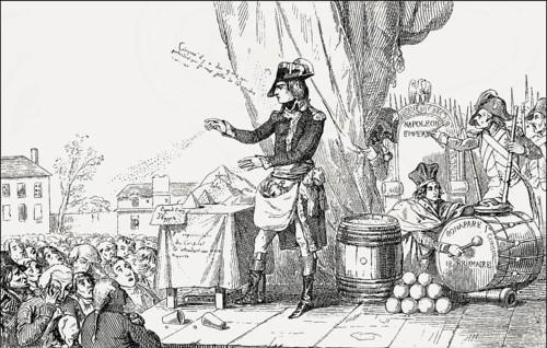 Caricature on Napoléon Bonaparte, 1769-1821, Emperor of the French as Napoleon I