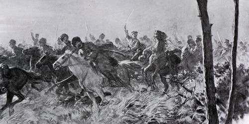 Mounted charge of the Circassians of the Caucasian Native Cavalry Division or Savage Division, July