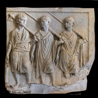 Relief with three lectors from de, 1st century, Museo Archeologico Concordiese with finds from the
