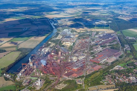 Aerial view of the Salzgitter AG steelworks, Lower Saxony, Germany, Europe