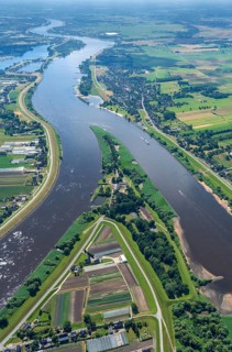 Norderelbe, Süderelbe, Bunthäuser Spitze, Elbe, river, dike, flood protection, aerial photo,