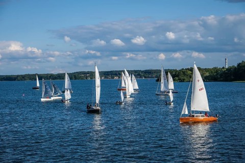 Schwerin, Mecklenburg-Vorpommern, Germany, Sailing boats on Lake Schwerin, Europe