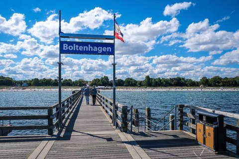 Boltenhagen, Mecklenburg-Western Pomerania, Germany, pier at Boltenhagen seaside resort, Europe