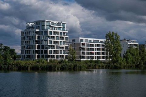 Schwerin, Mecklenburg-Vorpommern, Germany, Luxury flats on the shores of Ziegeinnensee lake, Europe