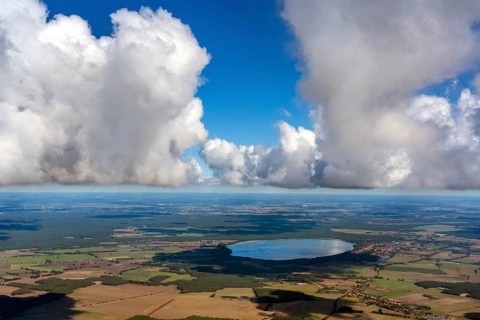 Aerial view of Arendsee, Altmark, water, lake, Saxony-Anhalt, Germany, Europe