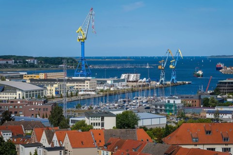 Wismar, Mecklenburg-Western Pomerania, Germany, city view of the old town and harbour of Wismar, MV
