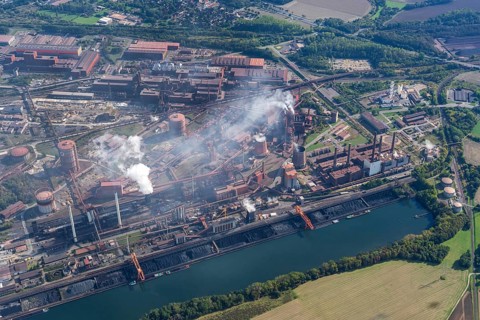 Aerial view of the Salzgitter AG steelworks, Qualm, Lower Saxony, Germany, Europe