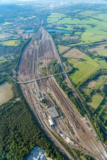 Aerial view of Maschen marshalling yard, Lower Saxony, Germany, Europe