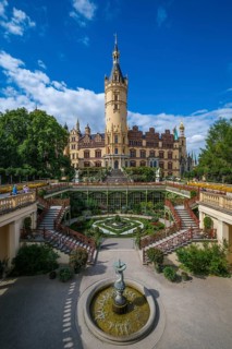 Schwerin, Mecklenburg-Vorpommern, Germany, Schwerin Castle on Lake Schwerin, seat of the