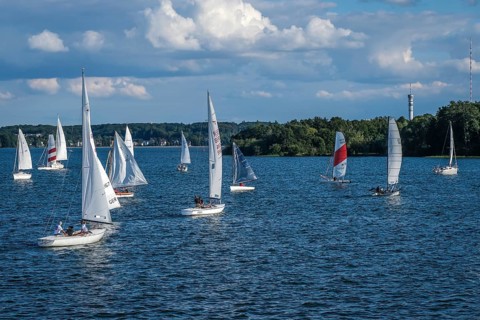 Schwerin, Mecklenburg-Vorpommern, Germany, Sailing boats on Lake Schwerin, Europe