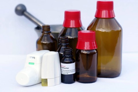 Symbol photo, Gerresheimer AG, glass bottles, inhalers, packaging, Gerresheimer AG offers a wide