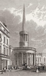 All Souls Church, London, illustration by Th. H. Shepherd, 1828