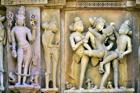 Mithuna couples on wall of kandariya mahadeva temple Khajuraho madhya pradesh india