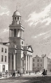 Chapel of Ease, Mary-le-Bone, Stafford Street New Road, illustration by Th. H. Shepherd, 1828