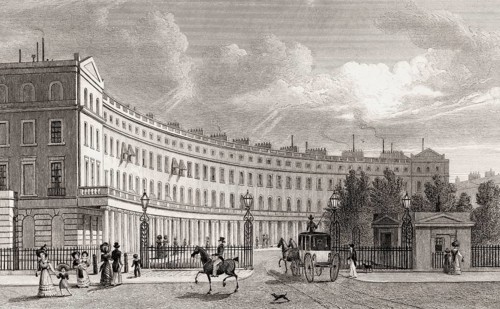 East side, Park Crescent, London, UK, illustration by Th. H. Shepherd, 1826