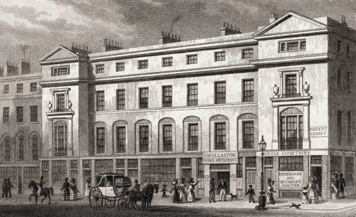 Part of the west side, Regent Street, London, UK, illustration by Th. H. Shepherd, 1826