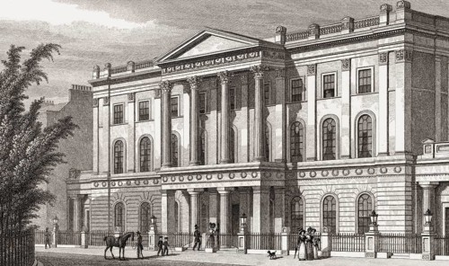 The London Institution, Finsbury Circus, London, UK, illustration by Th. H. Shepherd, 1826
