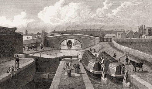 The Double Lock and East Entrance to the Islington Tunnel, Regent's Canal, London, illustration by