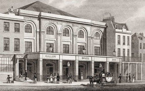 The Surrey Theatre, Blackfriars Road, London, UK, illustration by Th. H. Shepherd, 1826